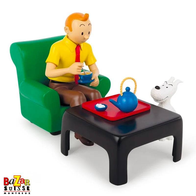 Tintin having tea figurine