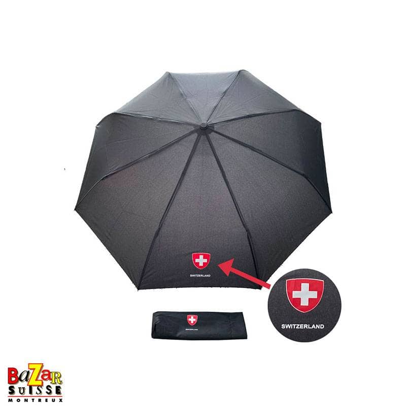 Schwarzer Regenschirm mit Schweizer Kreuz