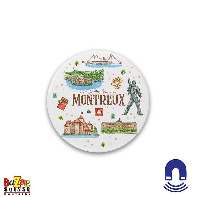 Aimant décoratif rond – motifs de Montreux
