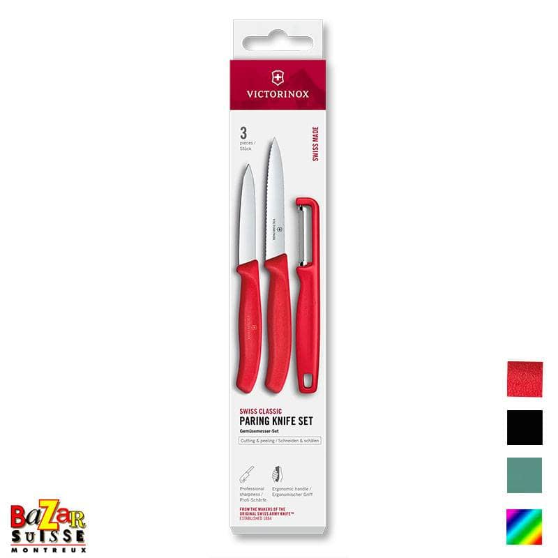 Set de couteaux d’office Swiss Classic avec éplucheur en I, 3 pièces - Victorinox