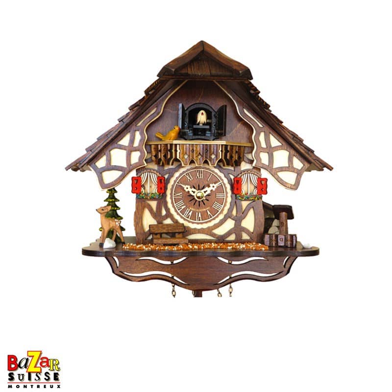Quartz cuckoo clock - wooden shingle roof