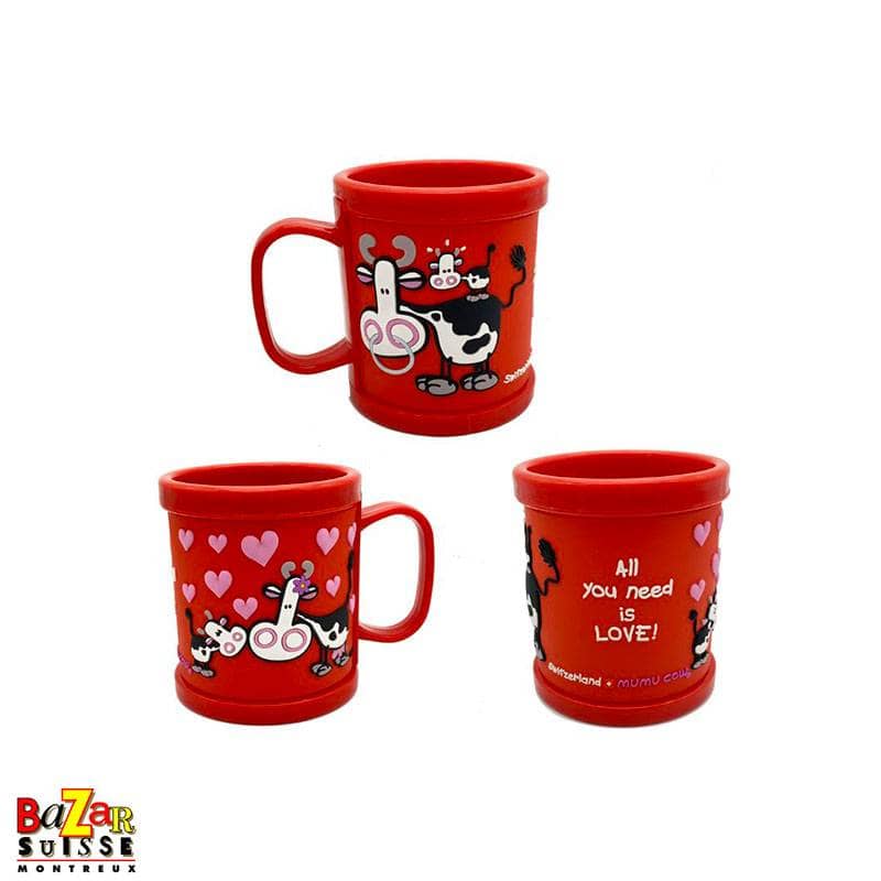 Tasse plastique Mumu Cow - rouge