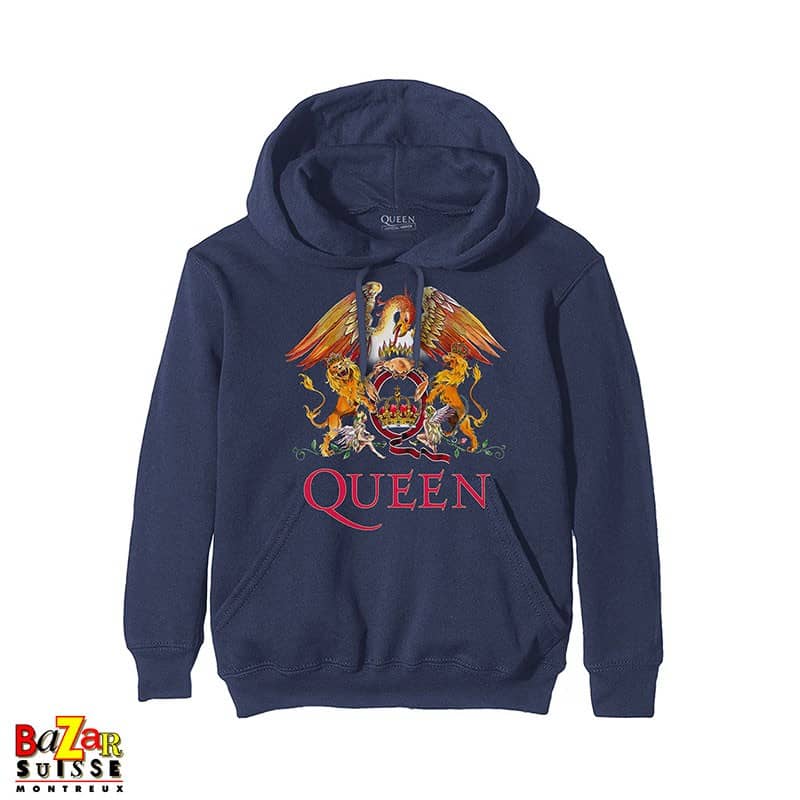 Felpa con cappuccio Queen Crest blu navy
