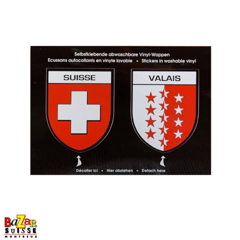 Aufkleber mit den Wappen der Schweiz und des Kantons Valais