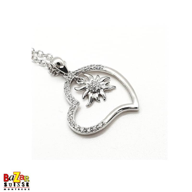 Ciondolo a cuore con piccola stella alpina - White Alpina