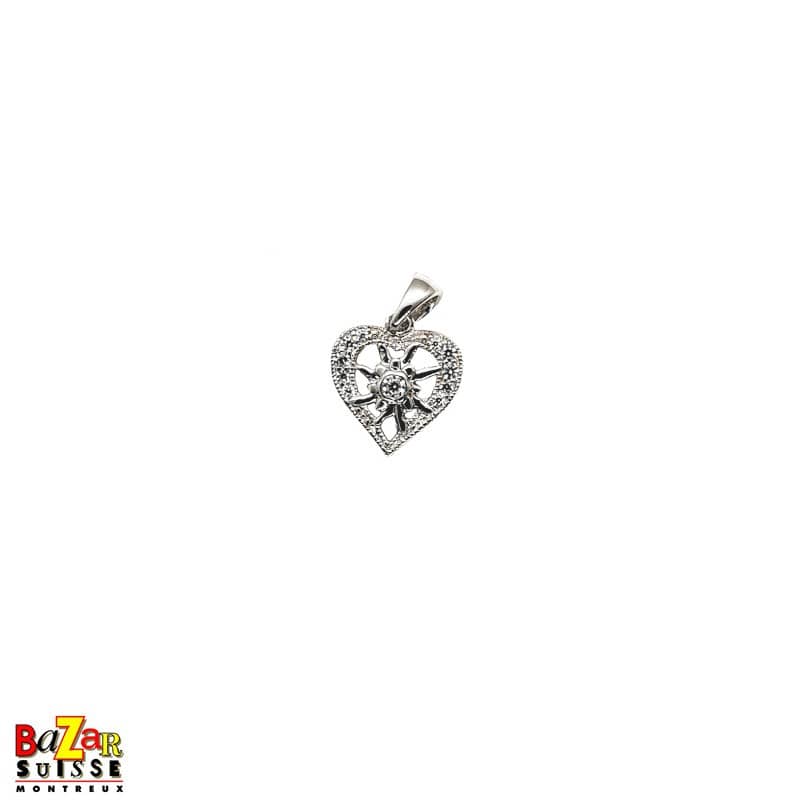 Ciondolo a cuore con piccola stella alpina - White Alpina
