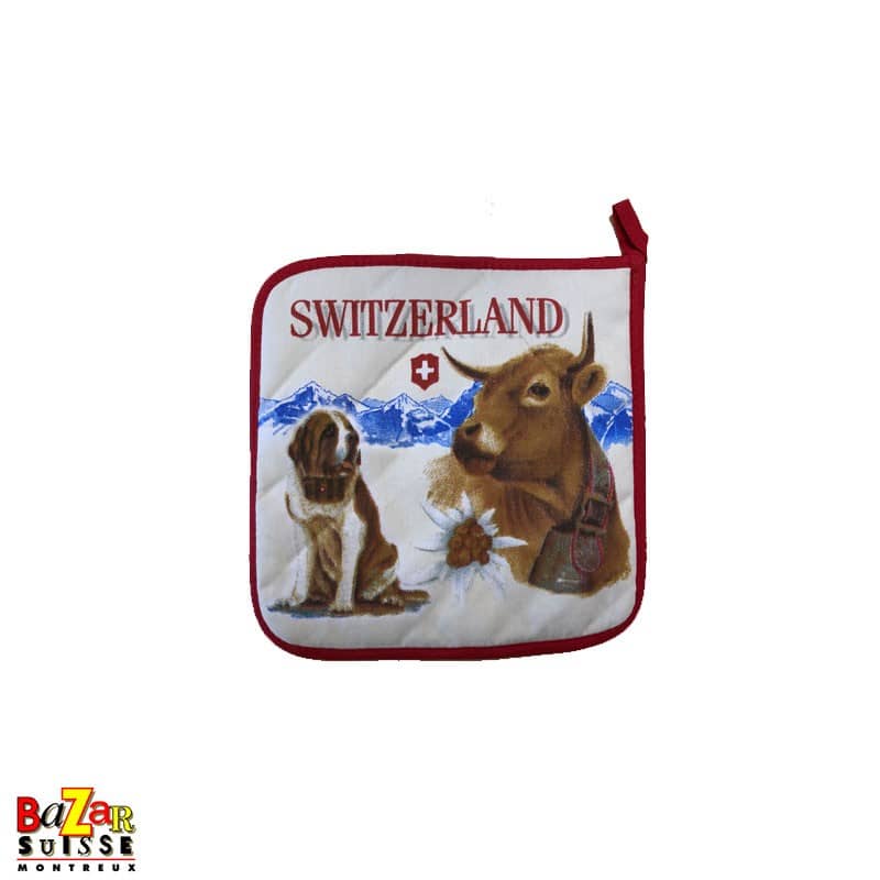 Manique avec vache et chien St.-Bernard