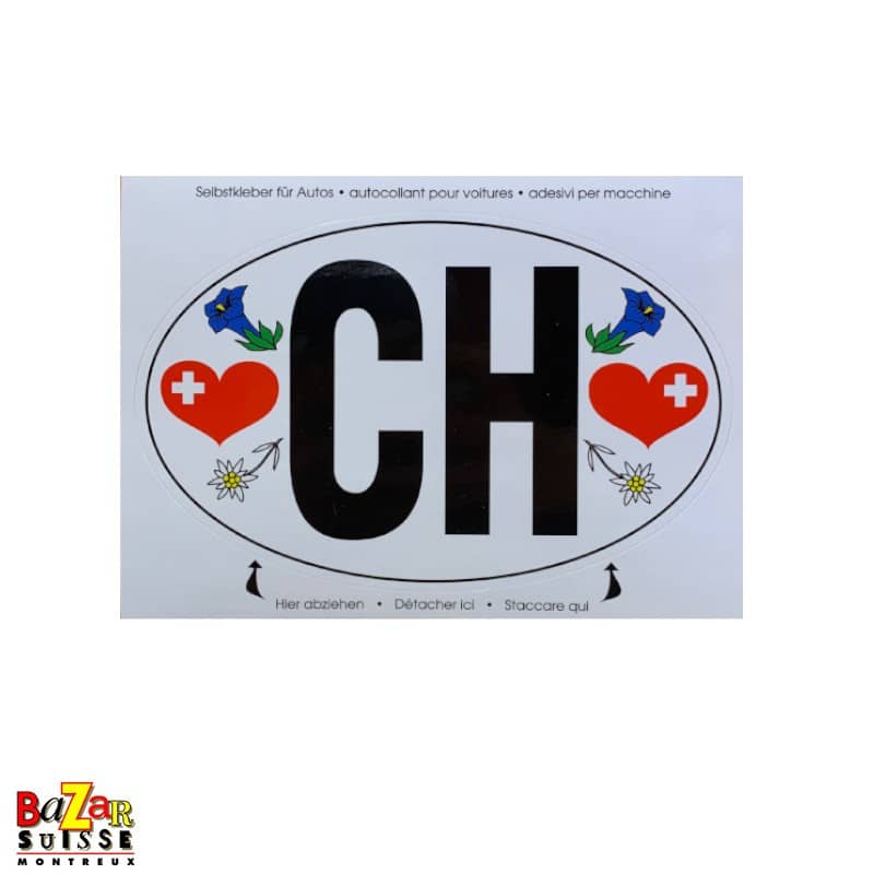 Autocollant CH avec fleurs pour voiture