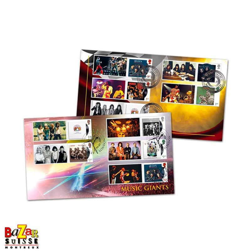 Francobolli – coppia di buste Queen Album Cover Collectors Sheet