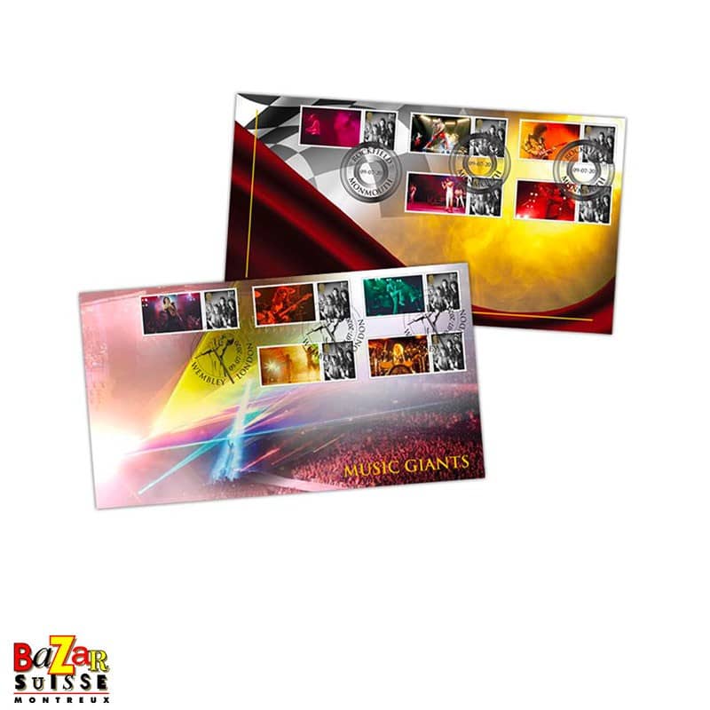 Timbres – paire d’enveloppes Queen Live Collectors Sheet