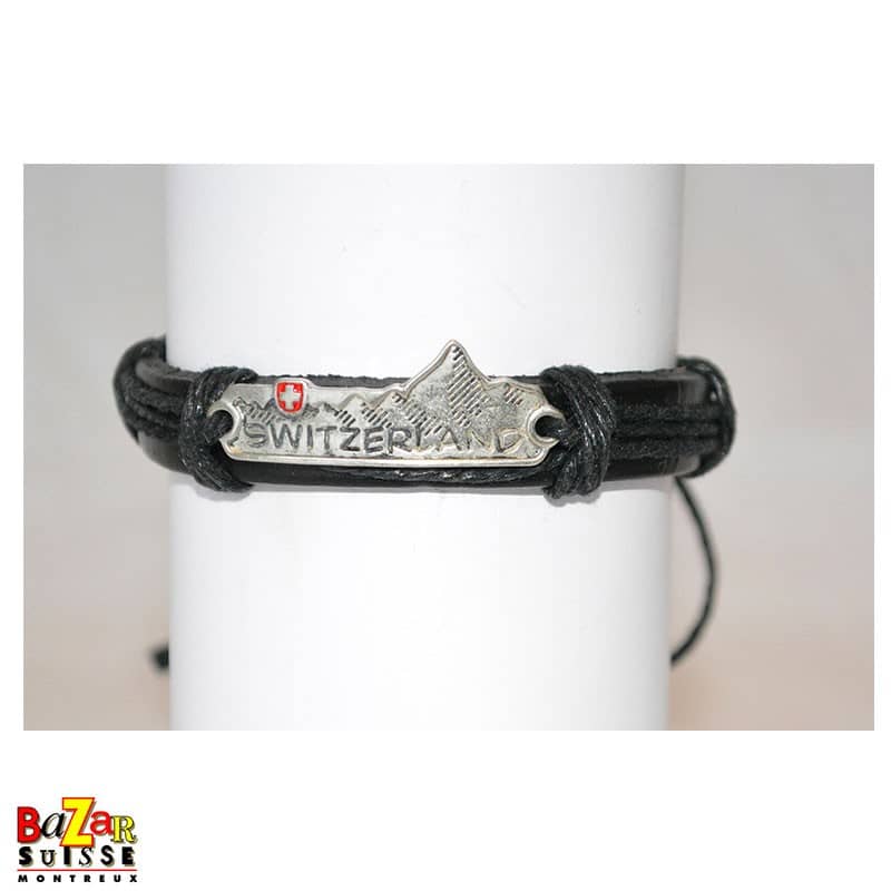 Braccialetto in pelle con targhetta “Switzerland”
