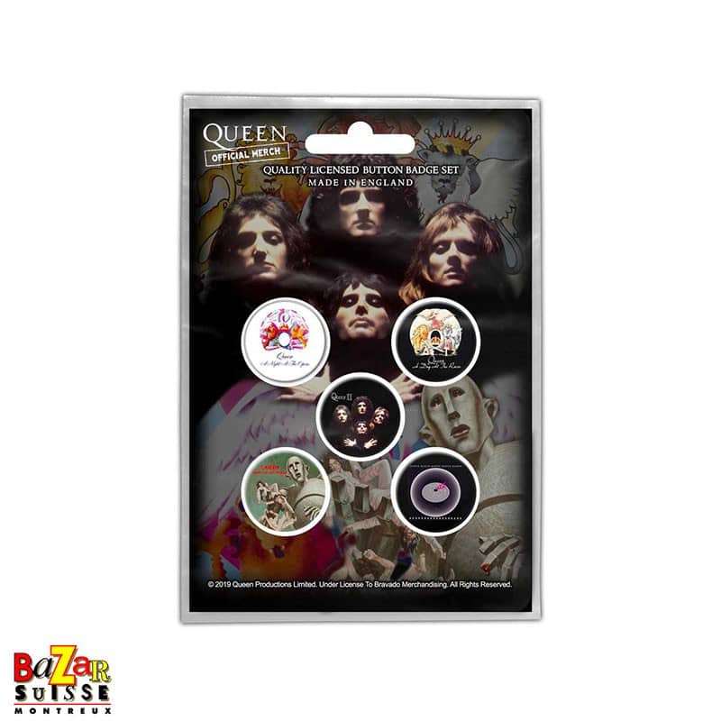 Set of 5 Queen Button Badges – Early Albums