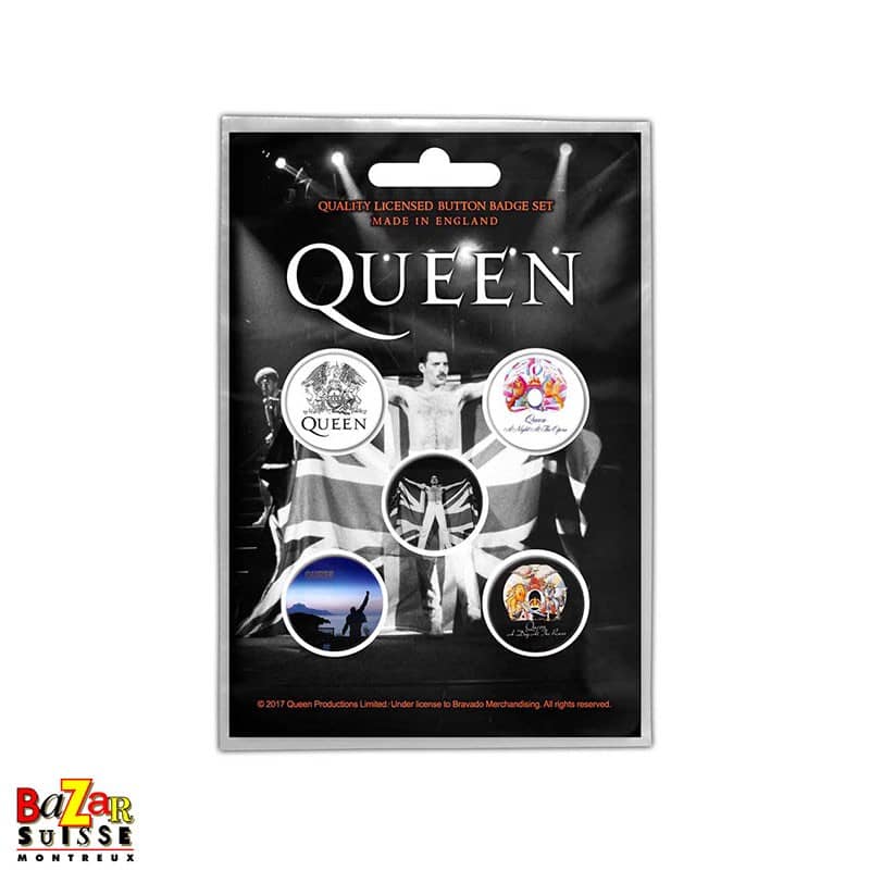 Set mit 5 Queen-Ansteckbuttons – Freddie