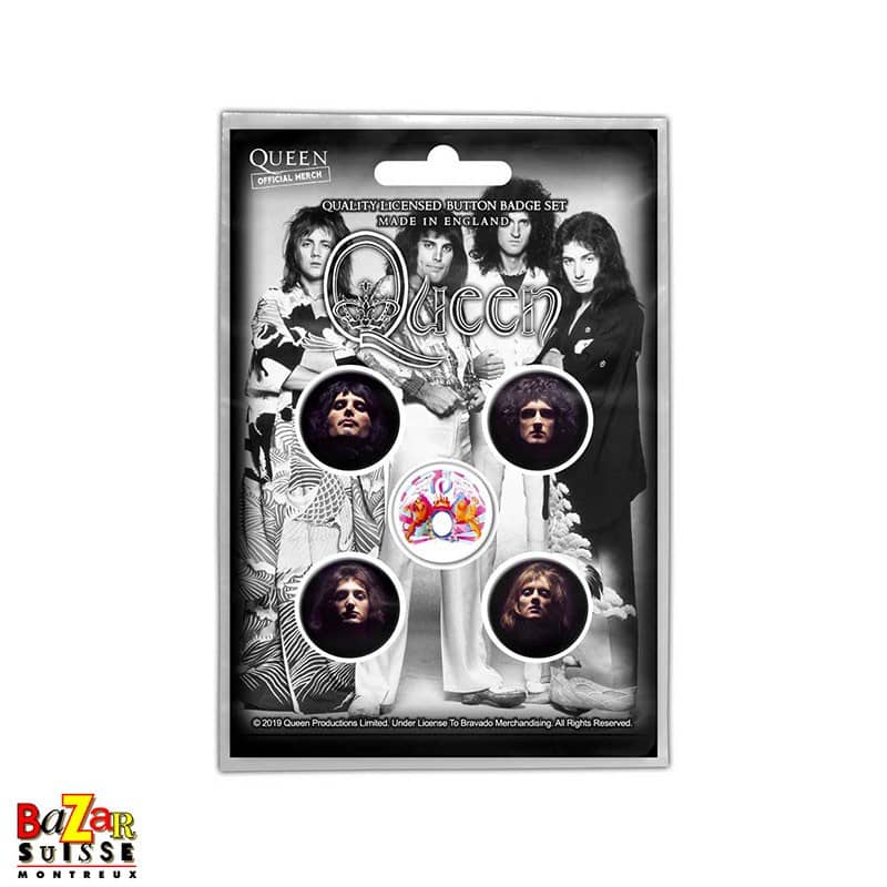 Set mit 5 Queen-Ansteckbuttons – Faces